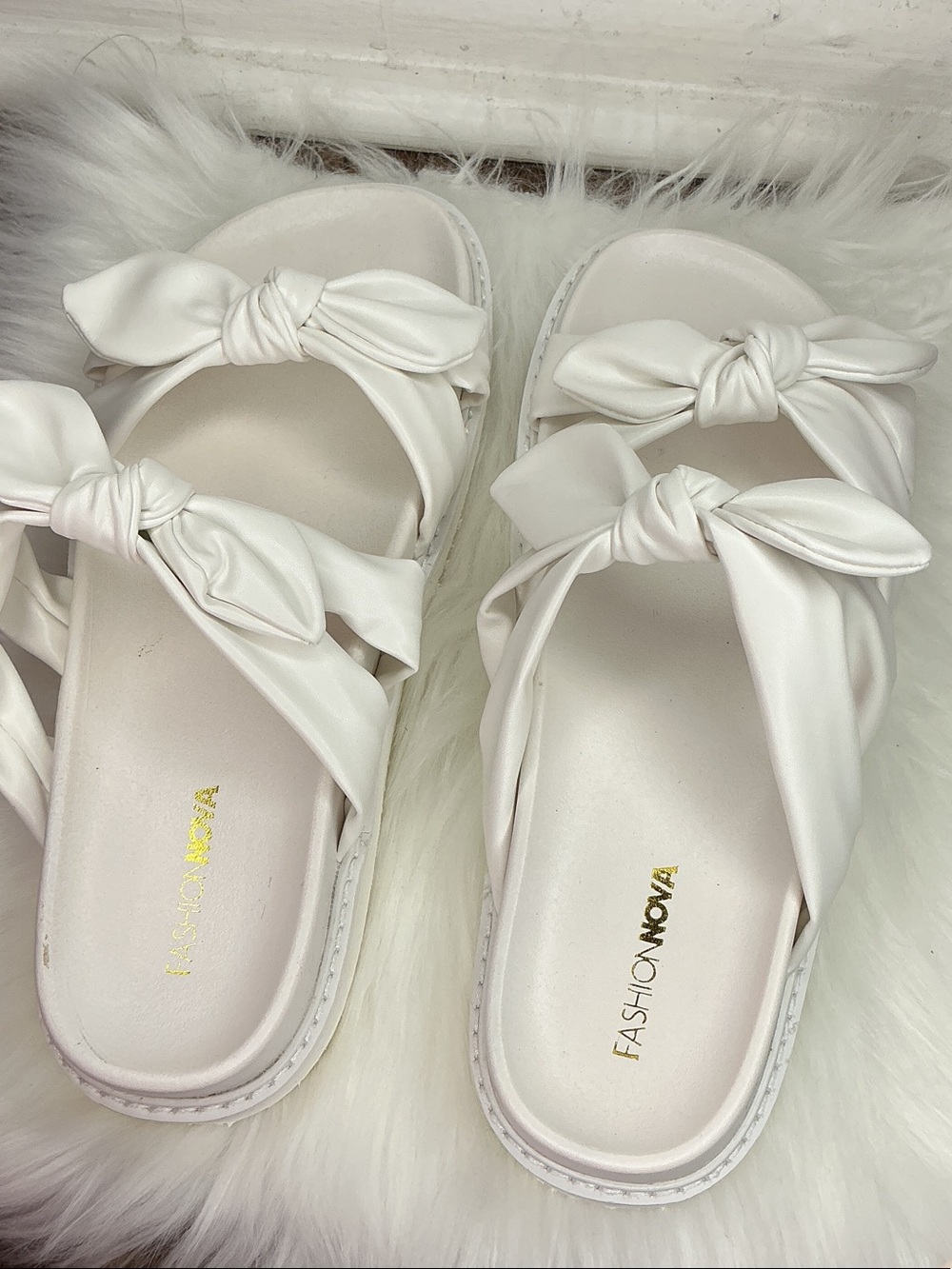 Ivory Knotted Slide Sandals
